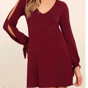 Wine Red Shift Dress